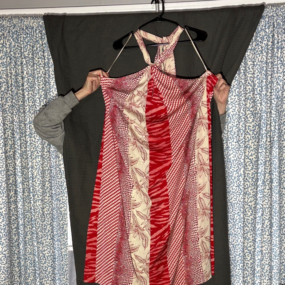 Banana Republic Elegant Red and Cream Halter Dress